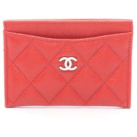 Chanel Matelassé Red Leather Card Case Red