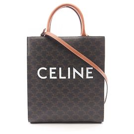 Céline Celine Small Vertical Cabas Triomphe 2-Way Tote Bag Brown Black