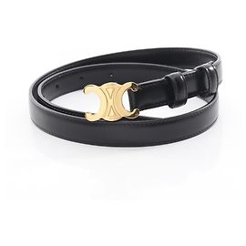 Céline Celine Triomphe Ledergürtel mit goldener Hardware Schwarz