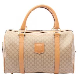 Céline Celine Macadam Handbag Tote Brown Beige