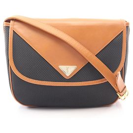 Yves Saint Laurent Coated Canvas Handbag Brown Black