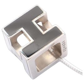 Hermès Collar Hermes Cage d'H H-Cube Negro Plata