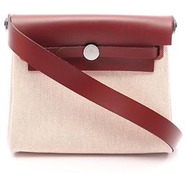 Bolso de hombro Hermès Herbag Zip Mini Roja Crudo Burdeos