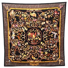 Sciarpa Hermès Carre 90 PIERRES d'Orient et d'OCCIDENT Nero Multicolore Giallo