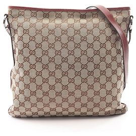 Borsa a Spalla Gucci GG Canvas Beige Bordò