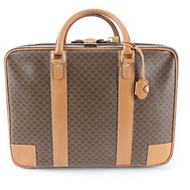 Céline Celine Macadam Leather Boston Bag Brown