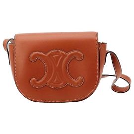 Céline Celine Triomphe Bolsa de ombro em couro Tan Marrom