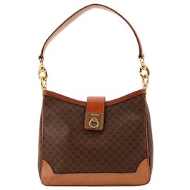 Céline Bolsa de ombro Celine Macadam Monogram Marrom