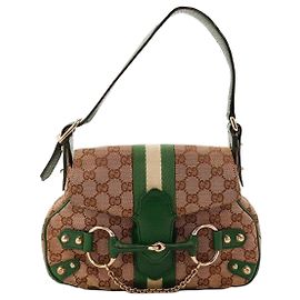 Gucci Bolsa Hobo Abbey em lona Monogram Marrom Bege Verde
