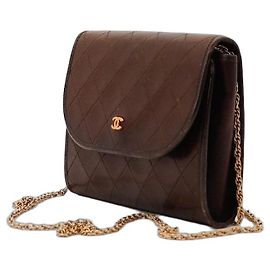 Chanel gesteppte Leder-Wallet on Chain Braun