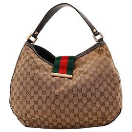 Gucci Bolsa Hobo em lona monograma Marrom Vermelho Verde Monograma