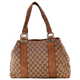Gucci GG Monogram Canvas Schultertasche Braun Beige