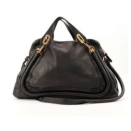 Chloé Paddington Bolsa de Ombro em Couro Preto Preto