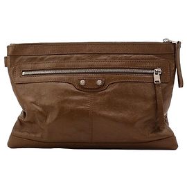 Balenciaga Bolsa Pouch de couro marrom Marrom