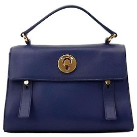 Saint Laurent Sac de Jour Nano Top Handle - Pelle Granulata Blu Blu