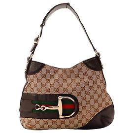 Gucci Bolsa Hobo em Canvas Monograma Horsebit Marrom Monograma