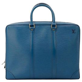 Louis Vuitton Epi Leather Briefcase in Blue Blue
