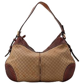 Céline Celine Bolsa de ombro em canvas Monogram e couro de crocodilo Marrom Monograma