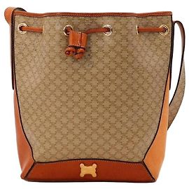 Céline Celine Bolsa Bucket Triomphe Canvas Marrom Bege