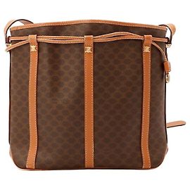 Céline Celine Macadam Monogram Borsa a secchiello Marrone Monogramma