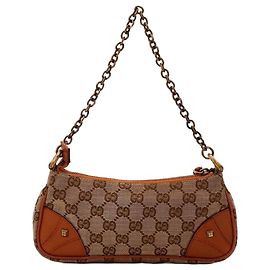 Gucci Bolsa de ombro em canvas Monogram GG Marrom Monograma
