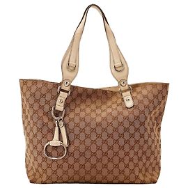 Gucci GG Supreme Monogram Canvas Shopper Braun Beige