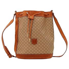 Céline Celine Bolsa Bucket Canvas Monograma e Couro Marrom Monograma