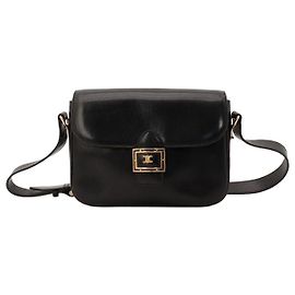 Céline Celine Borsa a tracolla Triomphe pelle nera Nero