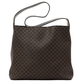 Céline Celine Bolsa Hobo Triomphe Canvas Marrom Preto