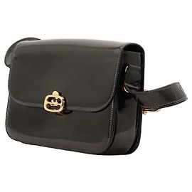 Céline Celine Borsa Triomphe Pelle Vernice Nera Nero