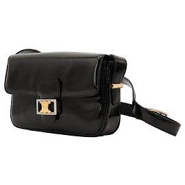 Céline Celine Triomphe Borsa a tracolla in pelle vernice nera Nero