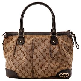 Gucci Sac Cabas GG Supreme Toile Monogramme et Cuir Marron Monogramme
