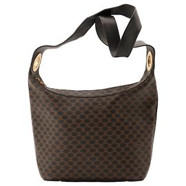 Céline Celine Bolsa de ombro padrão Macadam Marrom Preto