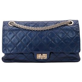 Chanel Classic Flap Medium Blu Navy Pelle Agnello Blu