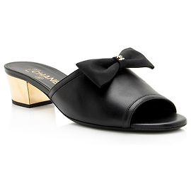 Chanel Lambskin CC Bow Mules - Size 7 / 37 Black