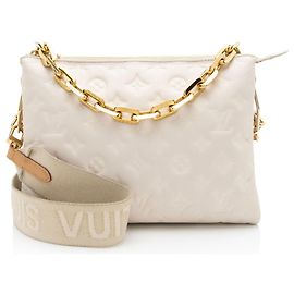 Louis Vuitton Monogram Embossed Lambskin Coussin PM Shoulder Bag White