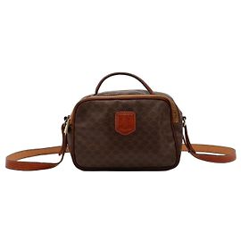 Céline Celine Bolsa transversal em canvas monogram Macadam e couro Marrom Monograma