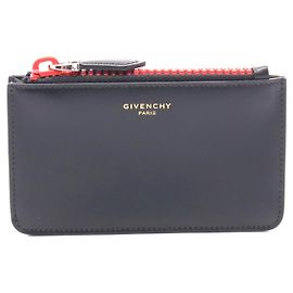 Givenchy Leather Coin Case Wallet Black Black