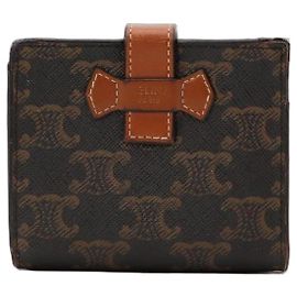 Céline Celine Triomphe Canvas Bi-Fold Wallet Brown Monogram