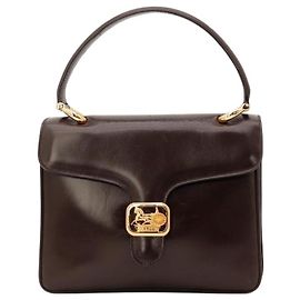 Céline Celine Triomphe Bolsa de ombro em couro marrom escuro Castanho escuro