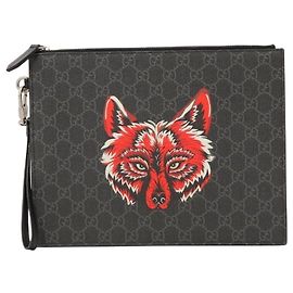 Gucci Pochette Monogramme Motif Loup Noir Rouge Monogramme