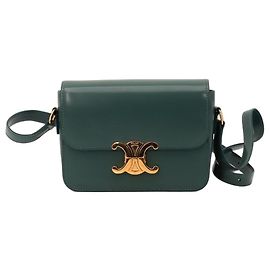 Céline Celine Triomphe Bolsa de ombro em couro de bezerro liso azul-petróleo Verde