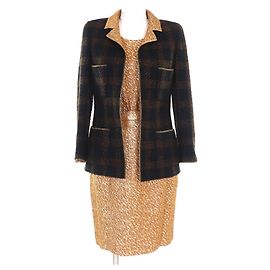 Chanel BOUTIQUE Wool 2way Set Brown Golden