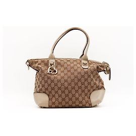 Sac Cabas Gucci Toile Monogramme avec Charm Cœur Marron Beige
