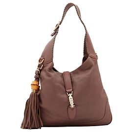 Gucci Bolsa Hobo em couro marrom com tassel de bambu Marrom
