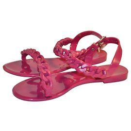 Givenchy Fuchsia Rubber Chain Sandals Pink