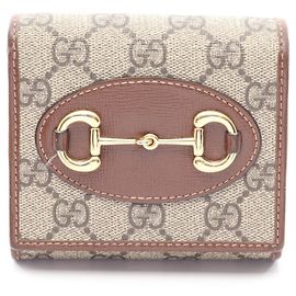 Gucci Horsebit 1955 GG Supreme Bi-fold Wallet Brown Beige