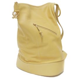 Loewe Anton Leather Backpack in Yellow Yellow
