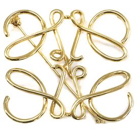 Loewe Anagramm Brosche Gold Golden