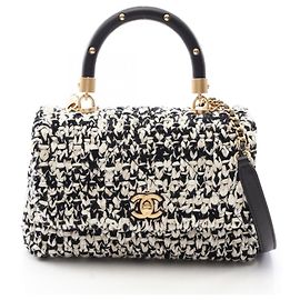 Sac à main 2-Way Matelassé Chanel Noir Blanc